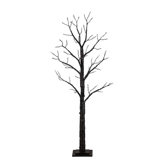 5Ft Pre-Lit Artificial Halloween Twig Tree with 360 Orange & Purple LED Lights By Nearly Natural in Black | 16" x 16" x 60" | Michaels®